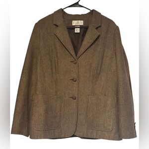 Edies Vintage Herringbone Tweed Sport Coat Retro Blazer Brown sz14
